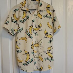 NFINITY Banana Skateboard Print Shirt - Cream and Yellow